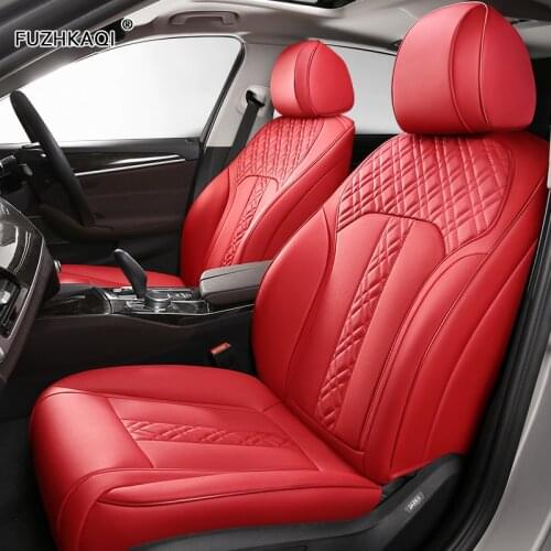 FUZHKAQI Custom Leather car seat cover For VW UP! Golf Polo Caravelle Multivan Sharan Passat Variant T-ROC T-Cross car seats