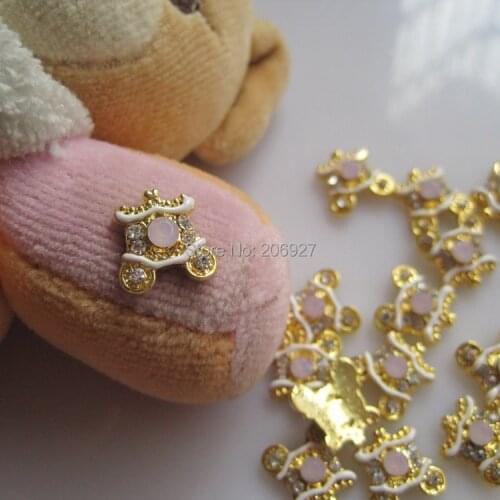 MD-545 10pcs Fancy Rhinestone Gold Deco Metal Charms Metal Deco Charms Nail Art