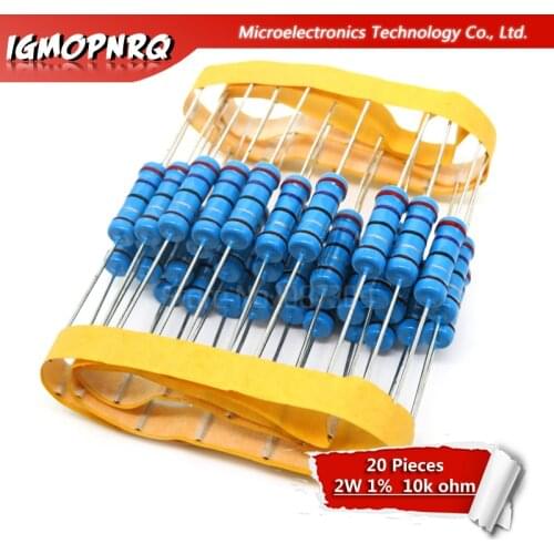 20pcs 2W Metal film resistor resistance 1% 2W-10k 10kohm