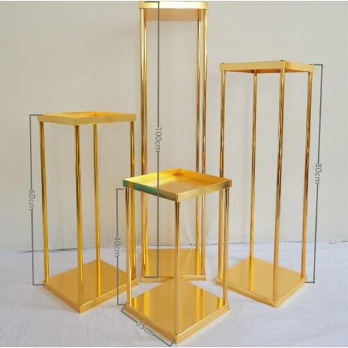 4-piece set Wedding Arch Gold-Plated Geometric Flower Stand Home Decoration Shiny Metal Iron Rectangle Square Frame Backdrop