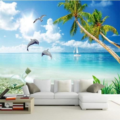 3D room wallpaper landscape custom hd 3d sea wallpaper for bedroom non-woven vinyl wallpaper roll