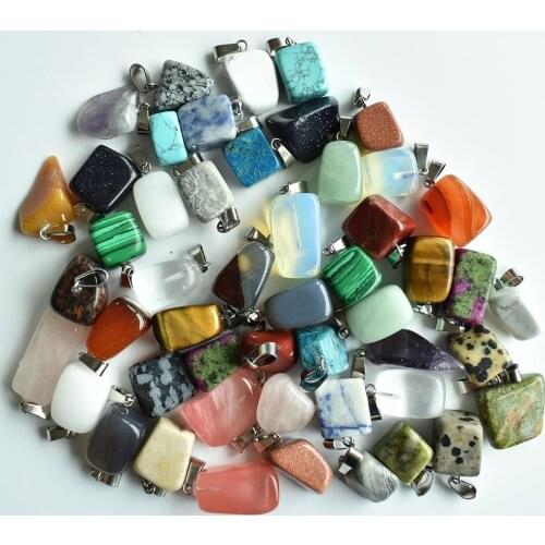 Wholesale 50pcs/lot 2020 hot selling trendy Assorted Natural stone Mixed Irregular shape pendants charms jewelry Free shipping