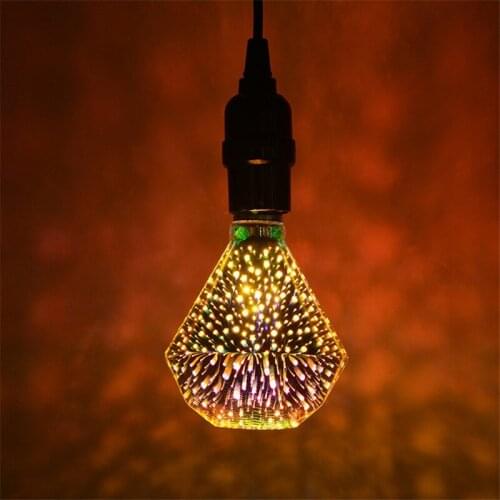 Flat Diamond 3d Fireworks Glass Led Bulb G95 Top Neon Flex E27 Bulbs For Home Powerful Ampoule Vintage E 27 Lights Colored Lamp