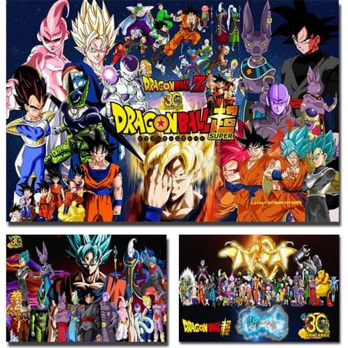Dragon Ball Super 30th Anniversary Poster Goku Wall Art Canvas Painting Living Room Bedroom Room Decoration Home DecorCudros
