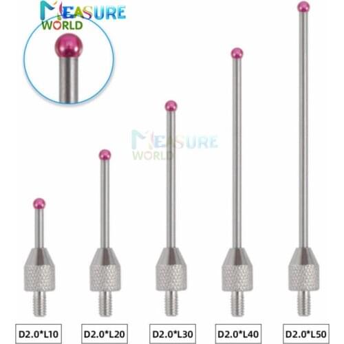 2mm Ruby Tungsten Steel Head OD 10mm 20mm Measure Length M2.5 Thread Micrometer Height Lever Dial Test Gauge Tip Indicator Probe