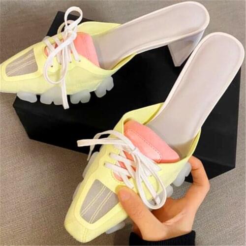 S New ins wind sandals women fashion outer wear sandals pointed high-heeled slippers summer ladies party slippers