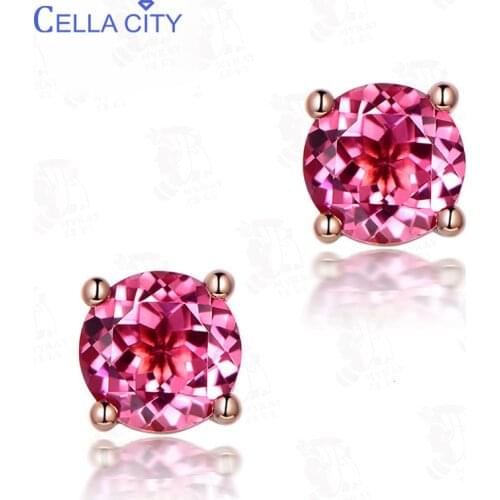 Cellacity Classic 925 Sterling Silver Stud Earrings Rose Quartz Gemstone For Women Fine Jewelry Wedding Party Gifts Wholesale