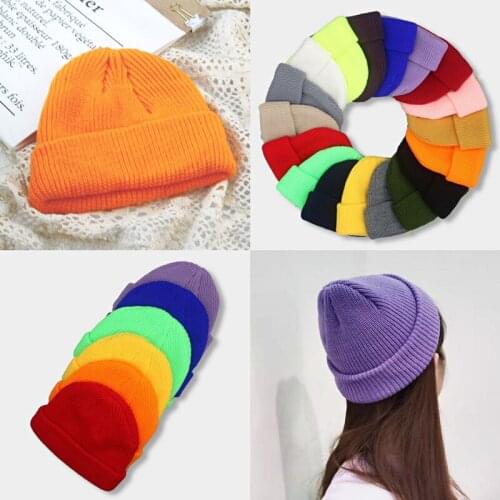 Knitted hats women men solid yellow blue black caps fashionable foldable casual outdoor decoration winter hats gorras para mujer