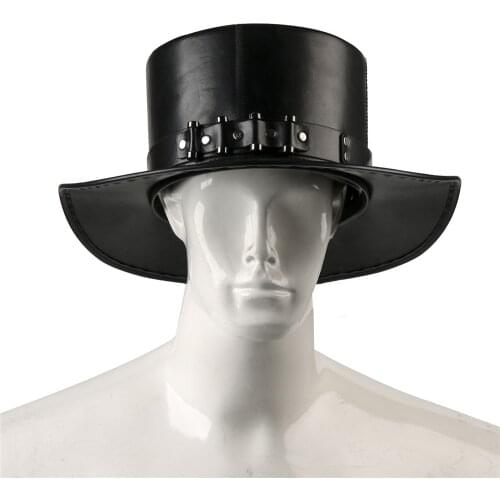 Plague Doctor Cosplay Hat Black Color Punk Steampunk Neutral PU Leather Gentleman Hat Vintage Type