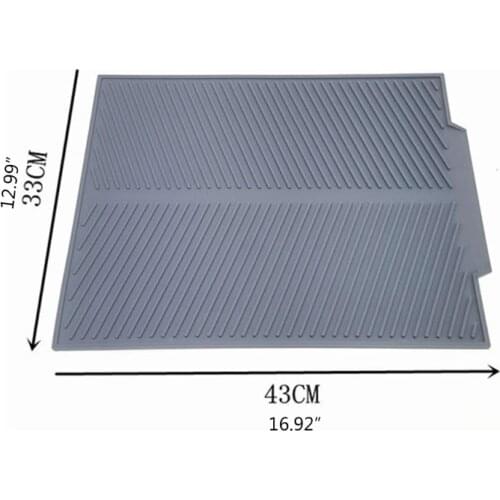 T84E Silicone Dish Drying Mat Large Flexible Kitchen Dish Drain Mat Heat Resistant Counter Top Pad for Dishes Tableware