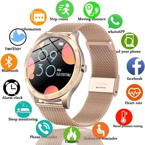 New Women Smart Watch Woman Fashion Watch Heart Rate Sleep Monitoring For Android IOS IP67 Waterproof Ladies Smartwatch+Box