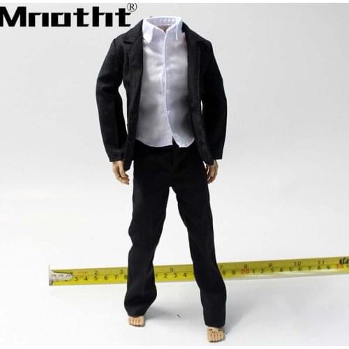 1:6 Scale Mens black suit With Pants White Skirt Clothes Model for 12inch Male Soldier Action Figure Toys m5