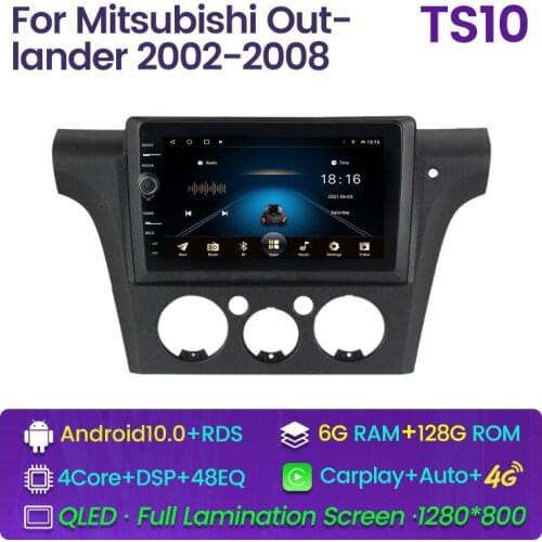 10 Inch Car Radio Android 10 Autoradio Stereo Player For Mitsubishi Outlander 2002-2008 GPS Navigation Head Unit QLED Carplay