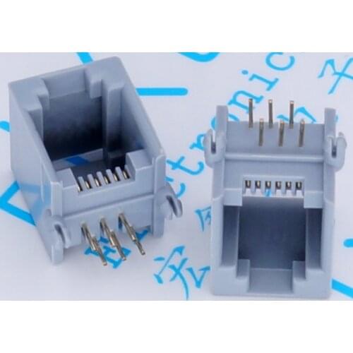 10PCS/Lot RJ11 socket RJ12 telephone 90 degrees 6pin crystal female 6p6c socket
