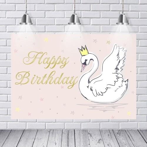 1st Birthday Tablecloth Photophone Pink Swan Princess Party Vinyl Table Cover Backdrop Decoration Banner Waterproof