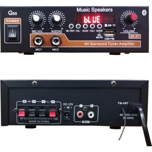 2021 G50 Bluetooth-compatible 5.0 Power Amplifier Digital Home Amplifier HiFi Subwoofer Home Music Speakers With Remote Control