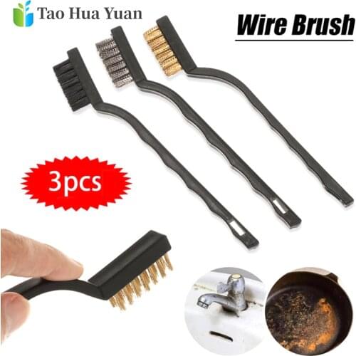 3pcs Mini Rust Removal Industrial Brushes Metal Wire Scratch Brush Cleaning Scrubbing Tool Set Hand Tools Set For Rust