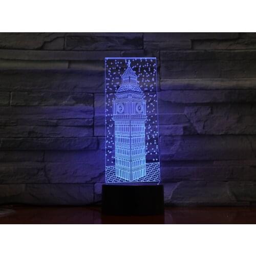 3D Big Ben Visual Night Light Colorful London Building Elizabeth Tower Table Lamp Bedroom Decor Lighting