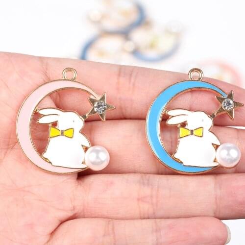 5pcs Enamel Drop Oil Charms Pendant Accessories Metal Alloy For Jewelry Making Diy Moon Animal Necklace Earring Pendant Handmade