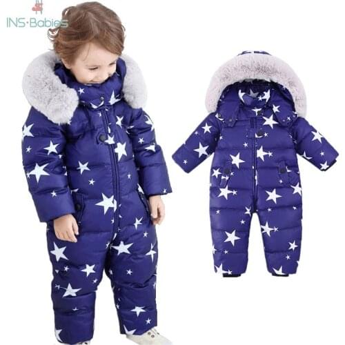 803 Winter Baby clothes Jacket for girls 90% Duck Down outerwear 4 colour kids winter jacket red star snowsuit boys baby Romper
