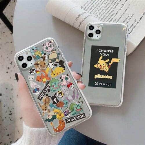 Pokemon Pikachu Glass Phone Case for IPhone 6/ 6s/ 7/ 8/ Plus/X/XS/XR/XS Max/ 11/ 12/ Pro/ Cute Cartoon Anti-fall Silicone Case