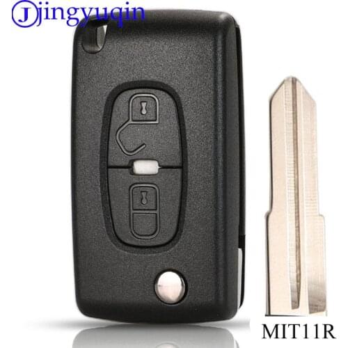 Jingyuqin For Peugeot 4007 ET 4008 Citroen C-Crosser C4 Aircross 2 Button Flip Remote Key Case Shell Fob MIT-11R Blade CE1731