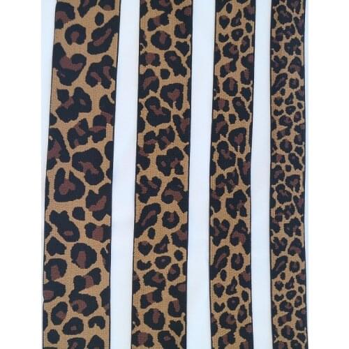 Dark Coffee Leopard Elastic Band 15mm 25mm 40mm 50mm Width 1meter Rubber Bands DIY Garment Accessories For Making Headband 1M
