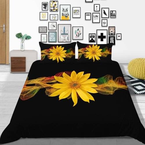 Thumbedding Color Wave Bedding Set Sunflower Simple Creative Black Duvet Cover King Size Queen Twin Full Single Double Bed Set