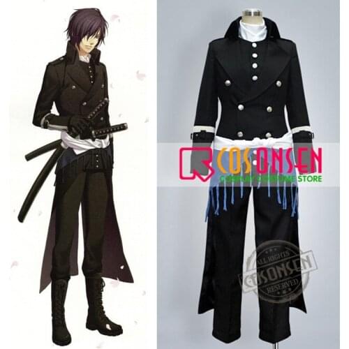 COSPLAYONSEN Hakuouki Hajime Saito Cosplay Costume All Size Western Style Black Set