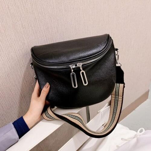 Fashion Saddle Shoulder Bag Women PU Leather Chest Bag Wide Shoulder Belt Crossbody Bag Vintage Messenger Handbag Lady Pouch sac
