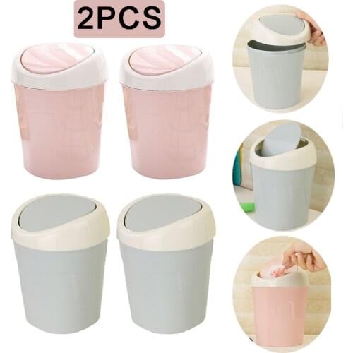 Mini Desktop Waste Bin Office Home Garbage Basket Table Trash Can Swing With Lid Zero Waste Small Recycling Bin Car Trash Can