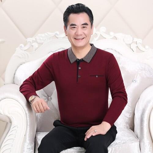 Men autumn & spring solid long sleeve knit clothes shirt casual turn-down collar male sweater jumper buttons up