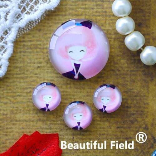 12mm 25mm 14mm 16mm 18mm 20mm Photo Glass Cabochons Round Cameo Set Handmade Settings Stone Girl A17