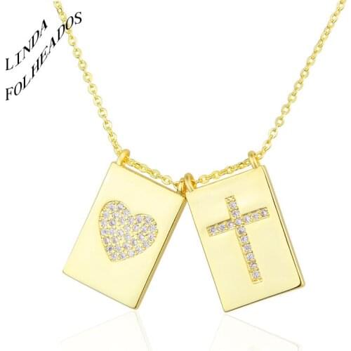 LINDA FOLHEADOS New Design Women Unique Jewelry Golden Jesus Christian Cubic Zirconia Copper Pendant Charm Necklace Gift