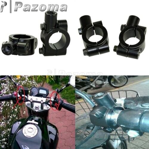 PAZOMA 22mm 7/8'' Universal Motorcycle Aluminum Bike Handlebar Mirror Mount Adapter Black Holder Clamp