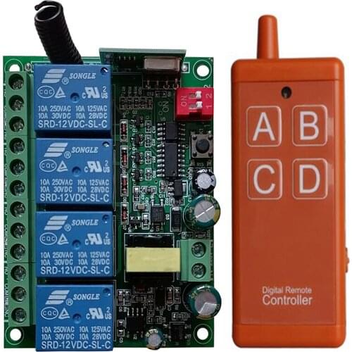 AC110V 220V 230V 4CH rf Remote Control Switch Wireless Relay Receiver Controller usb Rechargeable for Garage\ Door\ LED\ Bulb