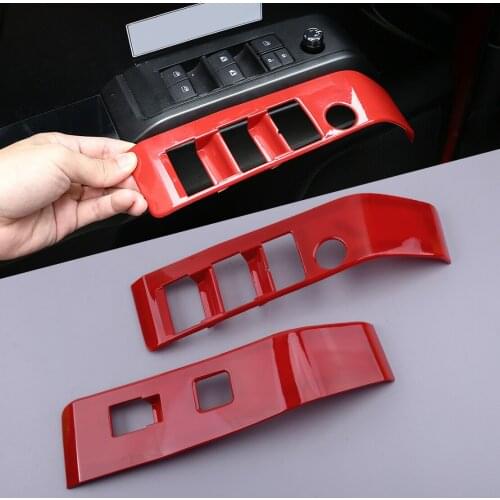 Front Red Door Armrest Window Lift Switch Buttons Cover Plastic Fit For Toyota Tacoma 2016 2017 2018 2019 2020 Left hand Drive