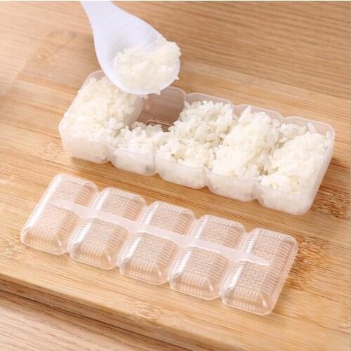 Rectangle Sushi Mold Tools 5 Cells Nigiri Maker Handmade DIY Rice Ball Non Stick Bento Convenient Home Cooking Tool Accessories