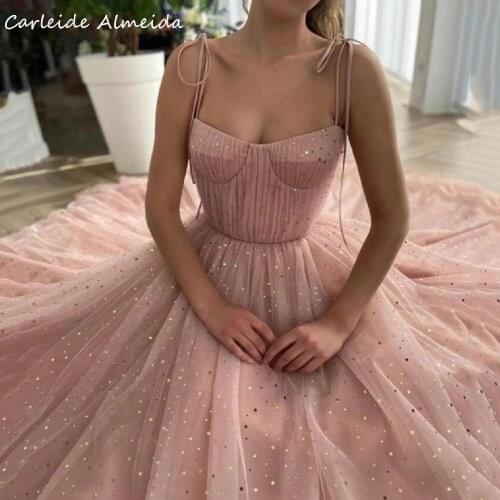 Spaghetti Straps Shinning Tulle Luxury Evening Dresses 2021 Long Elegant Wedding Party Dress