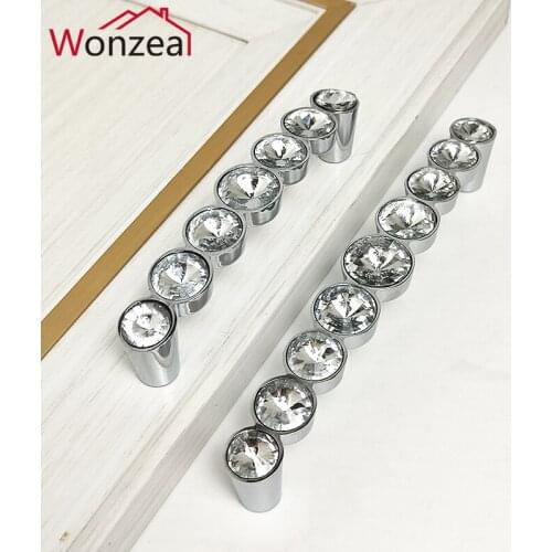 Hole Pitch 96mm/128mm/160mm/192mm Zinc Alloy Half Black crystal knobs drawer pulls furniture cabinet handle