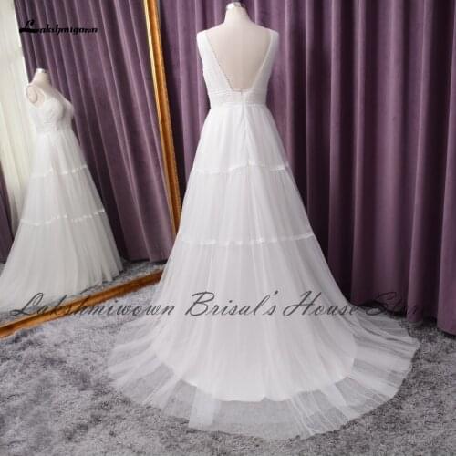 Lakshmigown Chic Bridal Summer Beach Wedding Dress Boho Style 2021 Robe Princesse A Line Lace Tulle Wedding Dresses Backless