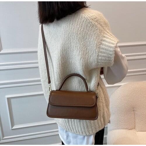 Women novelty small pu leather brown black khaki beige flap crossbody bag for female lady high quality commuting shoulder bag