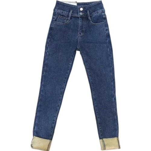 Light color jeans womens 2021 new thin Capris high waist PANTS LEGGINGS 283 4th