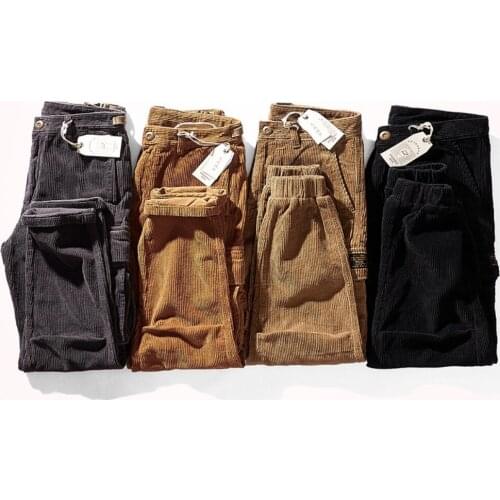 Japanese-Style Retro Corduroy Overalls Men 'S Autumn And Winter Thick And All -Match Ankle-Tied Casual Trousers