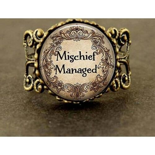 Man Inspired US Movie Mischief Managed brass Ring steampunk Jewelry women new mens best friends gift