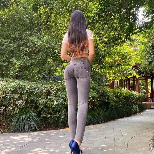 Melody Women Gym Leggings Faux Denim Leggins High Waist Skinny Plus Size Slim Legging Anti Cellulite Scrunch Bum Leggings