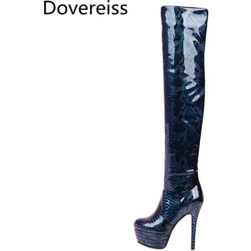 Dovereiss Fashion Womens Shoes Winter new Pointed Toe Stilettos Heels Platform Sexy Elegant Over the knee boots Concise Mature