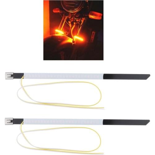 1 Pair LED Motorbike Bike Flexible Turn Signal Amber Tail Light Indicator