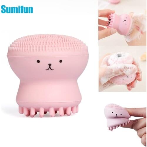1pc Octopus Shape Silicone Face Cleansing Brush Pore Cleaner Exfoliator Blackhead Remover Soft Face Scrub Washing Brush Dropship