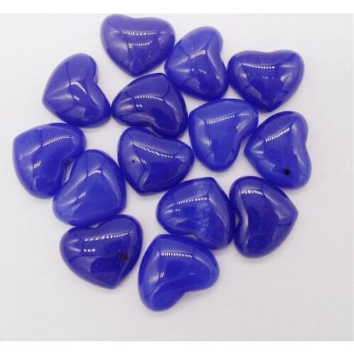 10Pcs 18x15x6mm Dark Blue Malay Jade Love Heart Cab Cabochon For DIY Jewelry Making Necklace Accessories Exquisite Gift